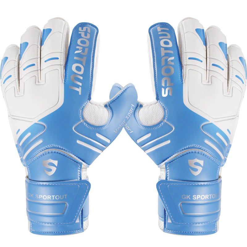 Sportout Youth&Adult Goalie Goalkeeper Gloves, Strong Grip for The Toughest Saves, with Finger Spines to Give Splendid Protection to Prevent Injuries,3 Colors (Blue, 5) - Image 1